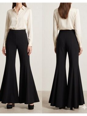 Zara Black Wide-Leg Flared Trousers